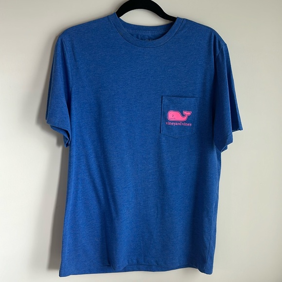 Vineyard Vines Whale TShirt - Blue with Neon Pink Whale - Picture 2 of 4